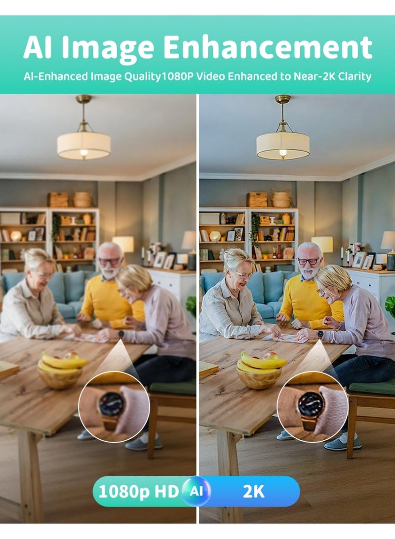 AOC 360° WiFi Security Camera, AI Enhanced 1080P Indoor Camera (Video Enhanced to 2K-Like Detail), Motion Detection, Smart Tracking, Privacy Mode, Two-Way Audio, Night Vision, Supports Up to 128GB TF Card & Cloud Storage, Remote Monitoring for Home, Baby, Pet & Elder Care - Image 2