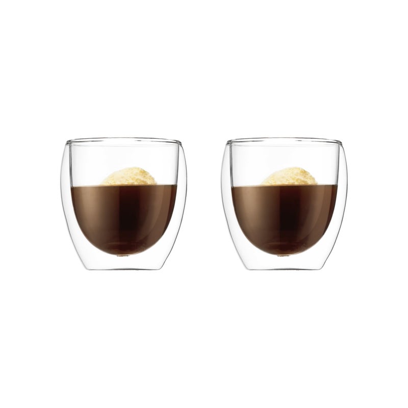 Bodum 8oz Pavina Double Wall Glasses High Heat Borosilicate Glass Set of 2 Clear