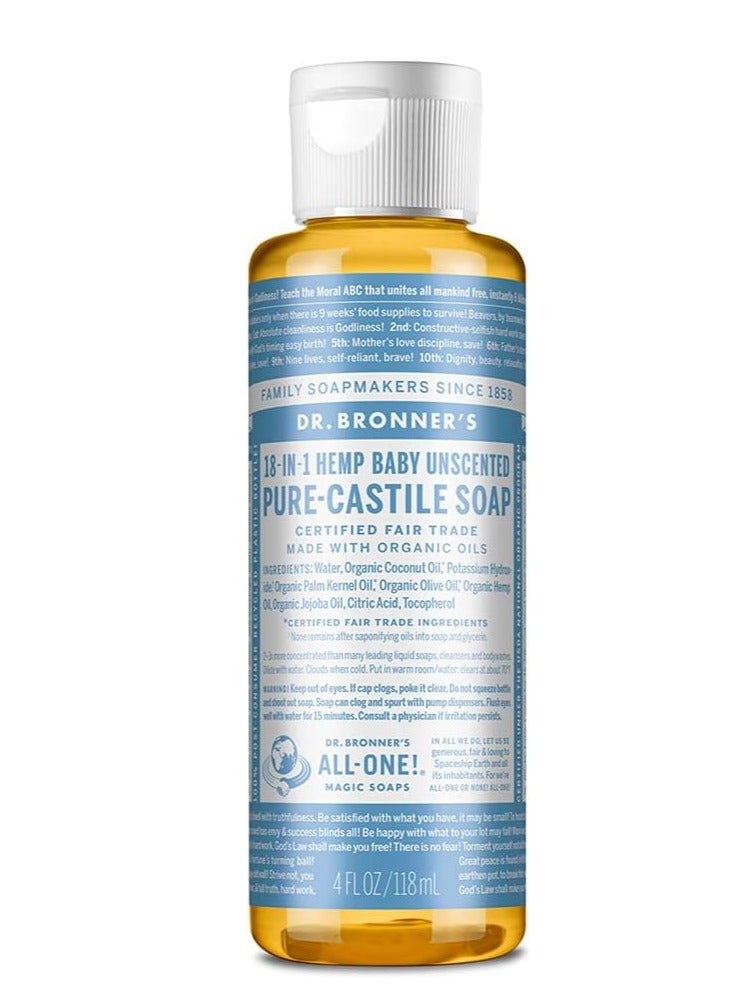 Dr. Bronner's Pure-Castile Liquid Soap 4 oz, Baby Unscented