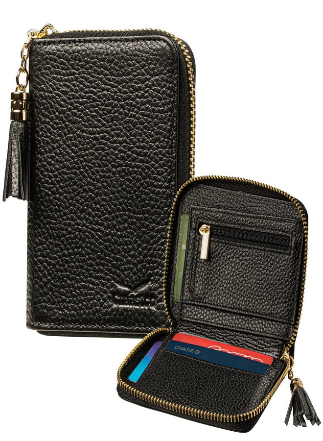 Claasico RFID Small Zipper Wallet for Women, Ladies Genuine Leather Bifold with Coin Zipper Pocket w/Anti-Theft Travel Protection - Image 1