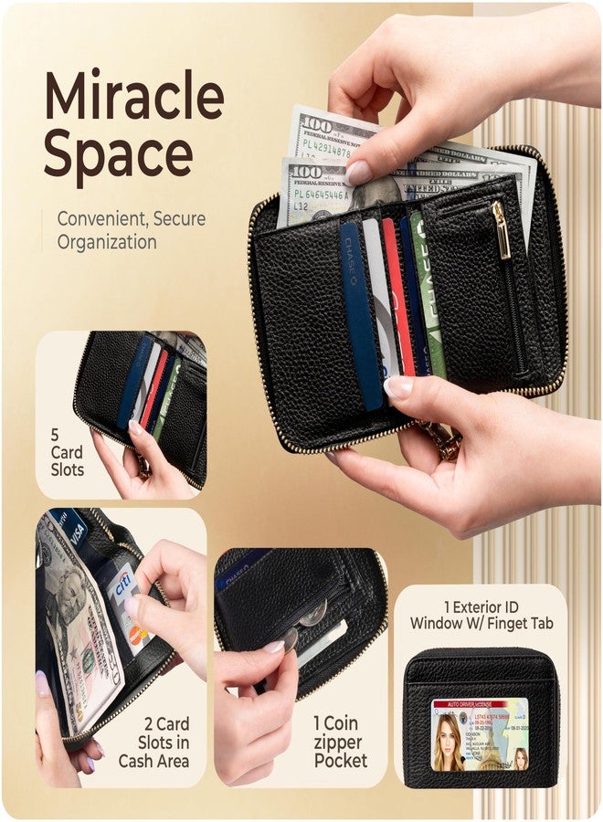 Claasico RFID Small Zipper Wallet for Women, Ladies Genuine Leather Bifold with Coin Zipper Pocket w/Anti-Theft Travel Protection - Image 2