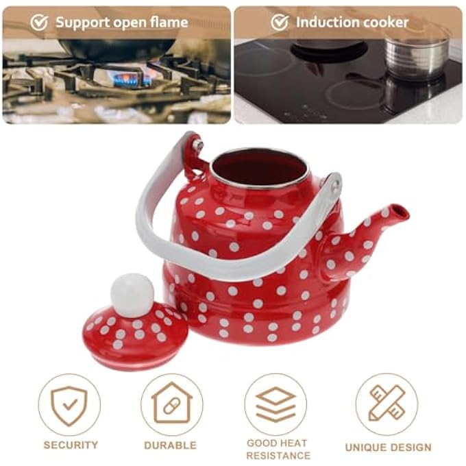 DOITOOL Vintage Tea Kettle 11L Enamel Tea Kettle For Stove Top With Handle Enamel On Steel Water Teapot For Home Kitchen No Whistling - Image 5