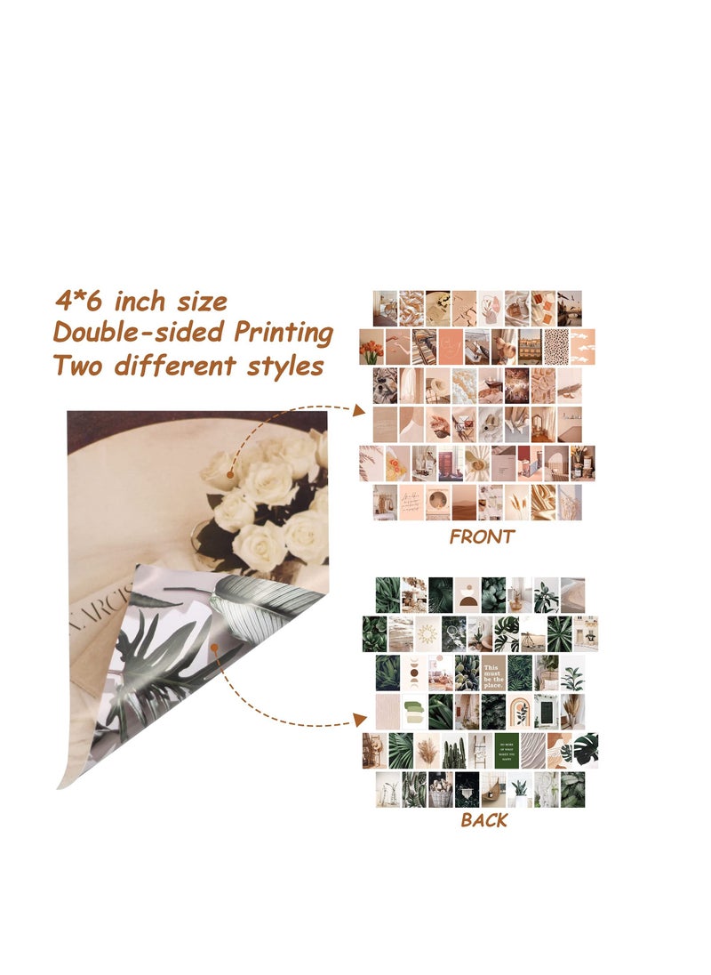 SYOSI 50Pcs Photo Collage Kit, Boho Bedroom Wall Art, Vintage Wall Collage KitBeige Photo Collage kit, Poster Aesthetic Pictures, for Dorm, Home Bedroom Decor Gift for Party, Birthday, Graduations  - Image 3