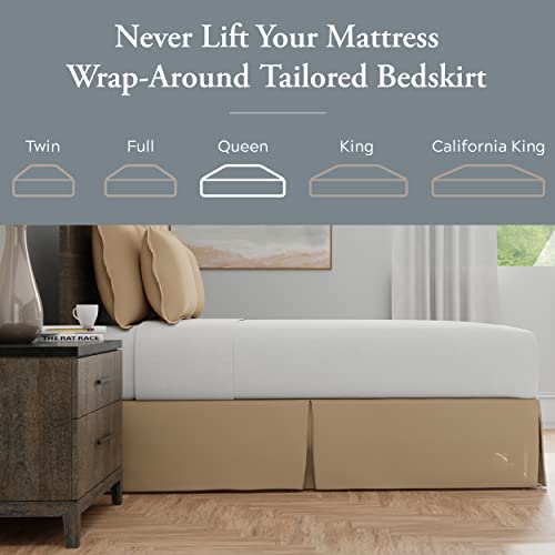 Bed Maker's Bed Maker’s Never Lift Your Mattress Wrap Around Bed Skirt, Classic Style, Low Maintenance Wrinkle Resistant Fabric, Traditional 14 Inch Drop Length, Queen, Mocha - Image 2