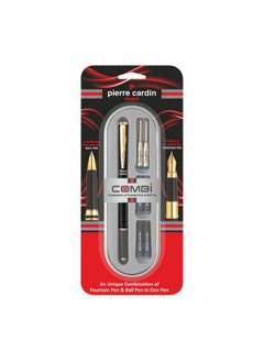 pierre cardin Premium Combi Pen | Combination Of Ball Pen & Fountain Pen | Luxurious Fine Writing Ball Pen, Flawless & Smooth Fountain Pen | 2 X Mini Jumbo Refill & 4 X Cartridges Included | Pack Of 1  - Image 1