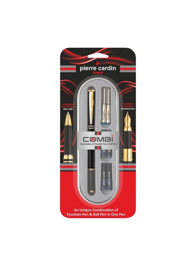 بيير كاردان قلم كومبي ممتاز | مزيج من قلم حبر جاف وقلم حبر سائل | قلم حبر جاف فاخر للكتابة الدقيقة، قلم حبر سائل ناعم وخالٍ من العيوب | 2 × عبوة إعادة تعبئة صغيرة الحجم و4 × خراطيش متضمنة | عبوة من قطعة واحدة - Image 1