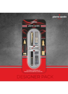 pierre cardin Premium Combi Pen | Combination Of Ball Pen & Fountain Pen | Luxurious Fine Writing Ball Pen, Flawless & Smooth Fountain Pen | 2 X Mini Jumbo Refill & 4 X Cartridges Included | Pack Of 1  - Image 2