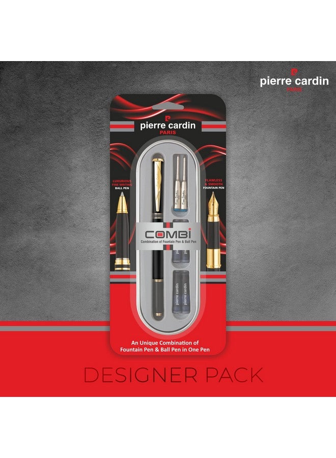 بيير كاردان قلم كومبي ممتاز | مزيج من قلم حبر جاف وقلم حبر سائل | قلم حبر جاف فاخر للكتابة الدقيقة، قلم حبر سائل ناعم وخالٍ من العيوب | 2 × عبوة إعادة تعبئة صغيرة الحجم و4 × خراطيش متضمنة | عبوة من قطعة واحدة - Image 2