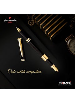 pierre cardin Premium Combi Pen | Combination Of Ball Pen & Fountain Pen | Luxurious Fine Writing Ball Pen, Flawless & Smooth Fountain Pen | 2 X Mini Jumbo Refill & 4 X Cartridges Included | Pack Of 1  - Image 4