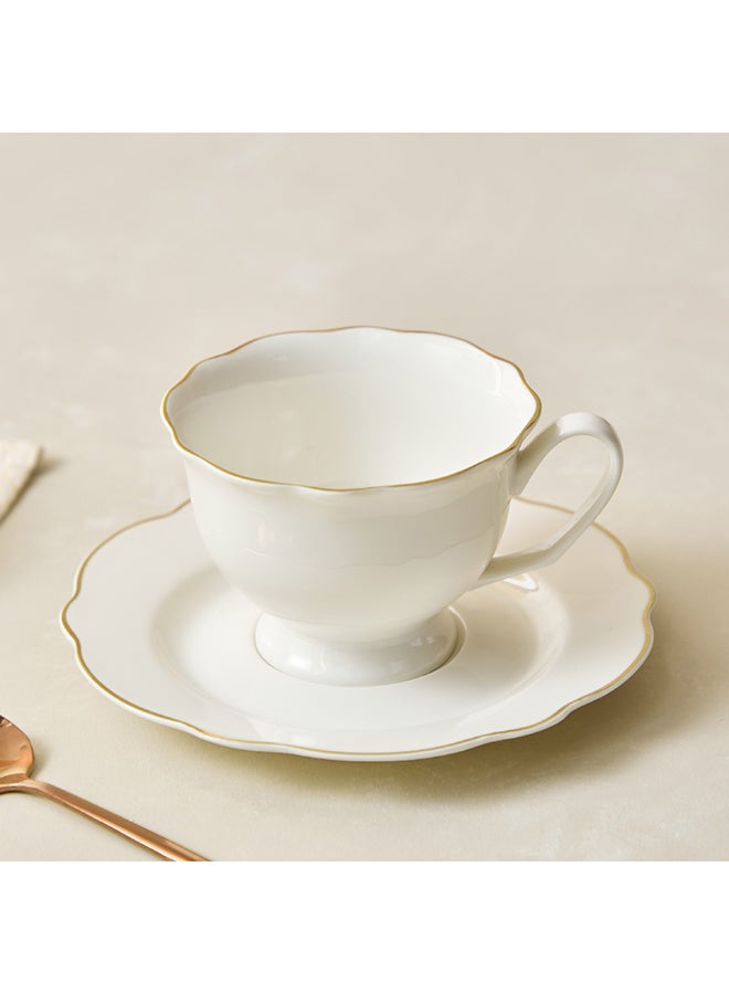 Home Box Ivory 2-Piece Teacup and Saucer Set 15 x 1.5 x 15 cm - Image 1