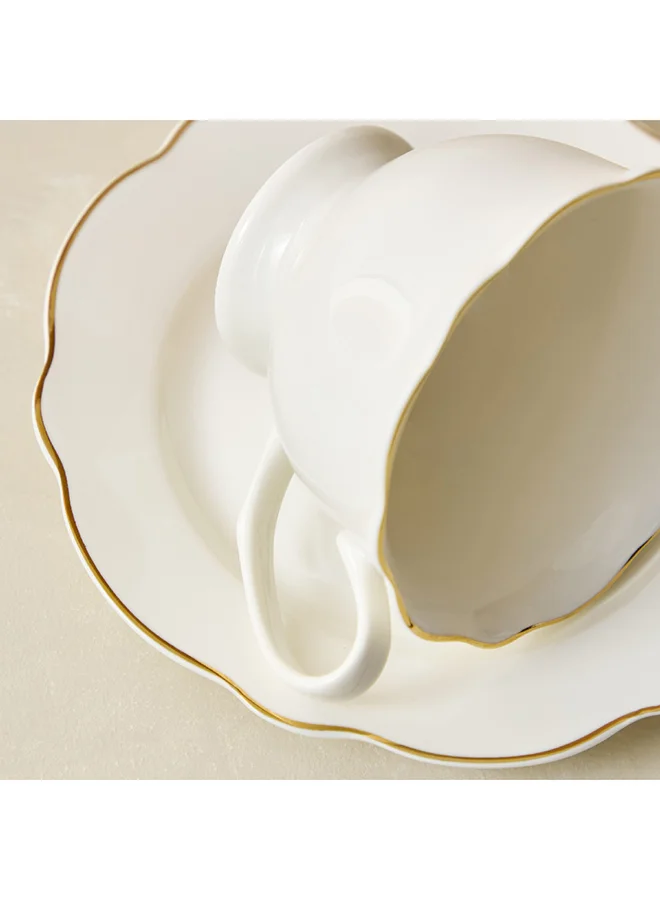 Home Box Ivory 2-Piece Teacup and Saucer Set 15 x 1.5 x 15 cm