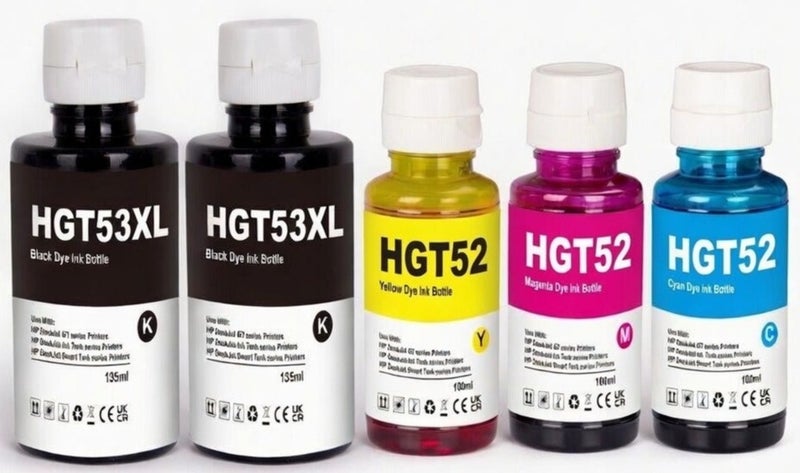 NexNova® GT53XL 135ml GT52 100ml for HP Printer DeskJet Smart GT Tank (All-Pack of 5) (2BK/C/M/Y) - Image 1