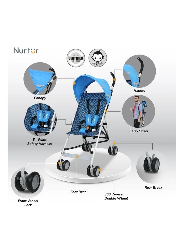 Nurtur Rex Buggy Stroller Multicolor Lightweight Stroller with Compact Fold Canopy Shoulder Strap 6 to 36 months Multicolor Official Product