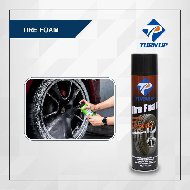 TURNUP TURN UP Tire Foam – Cleans, Shines & Protects Tires – Long-Lasting Wet Black Finish – Easy Spray Application - Image 2