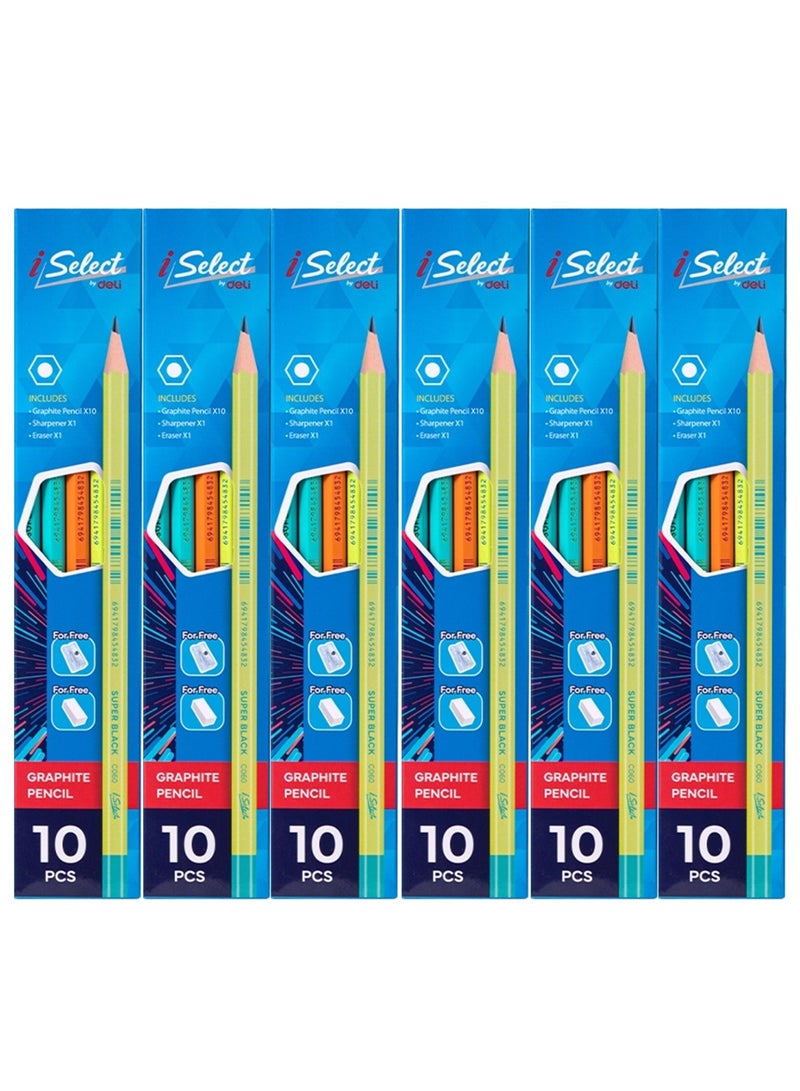 Deli 6-Pack Super Black Graphite Pencils - Image 1