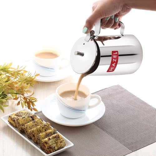 HAZEL Stainless Steel Coffee Pot with Lid & Handle | Milk & Tea Warmer, Spill Proof, 750 ML - Image 5