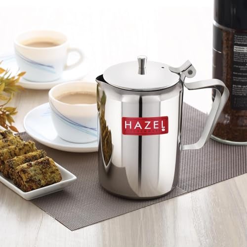 HAZEL Stainless Steel Coffee Pot with Lid & Handle | Milk & Tea Warmer, Spill Proof, 750 ML - Image 2