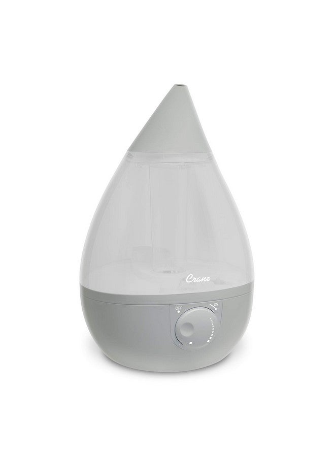 Crane Crane Ultrasonic Teardrop Cool Mist Humidifier, Large 1 Gal Tank, Automatic Shut-Off, Baby Humidifiers for Nursery and Bedroom, Grey  - Image 1