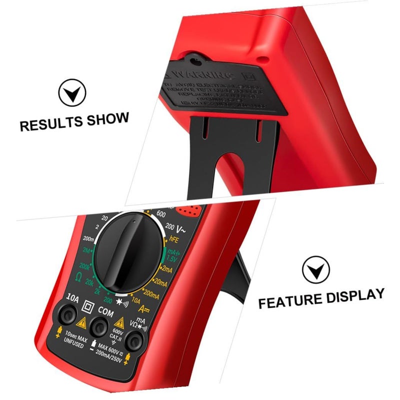 Auto Ranging Digital Multimeter Handheld Electrical Tester Voltage Current Resistance Diode Meter Red - Image 4