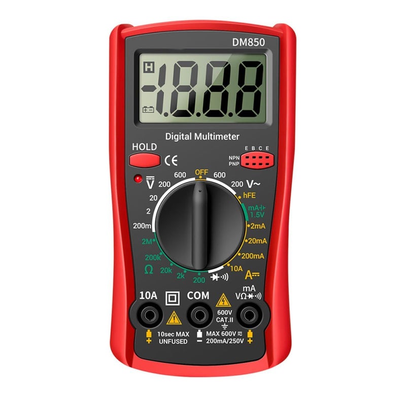 Auto Ranging Digital Multimeter Handheld Electrical Tester Voltage Current Resistance Diode Meter Red - Image 2