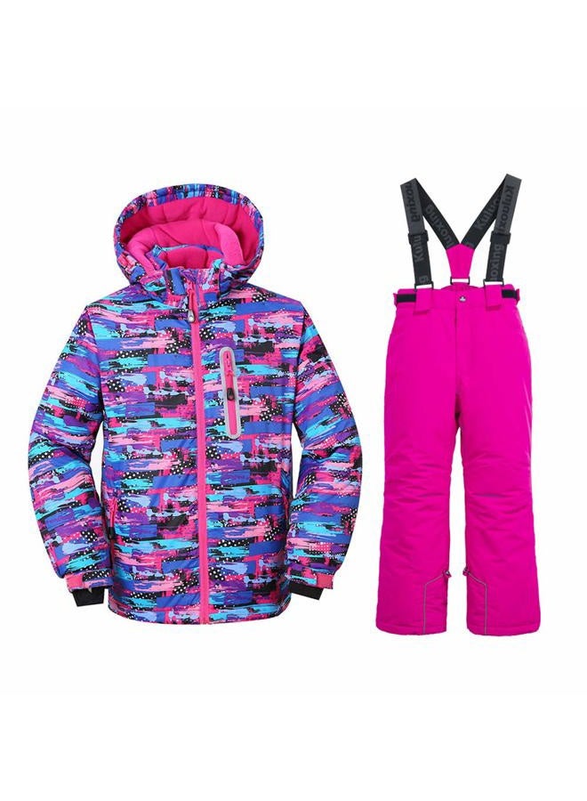 HOTIAN Girls Insulated Ski Jacket Pants Set Windproof Waterproof Kids Ski Suit Snowsuit for Kids, Style3, 16 - Image 1