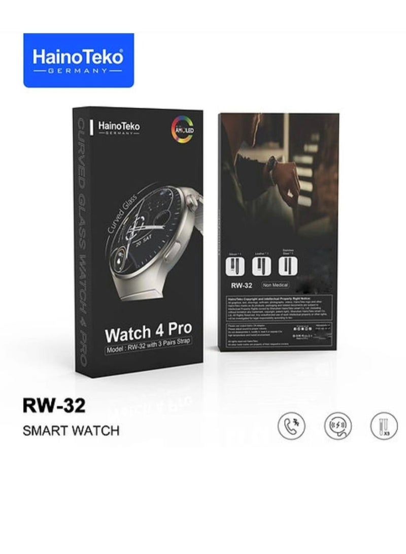 Haino Teko Haino Teko RW32 Smart Watch HD IPS Amoled Screen,Curved Glass With 3 Straps Silicone And Stainless Steel And Leather - Image 1