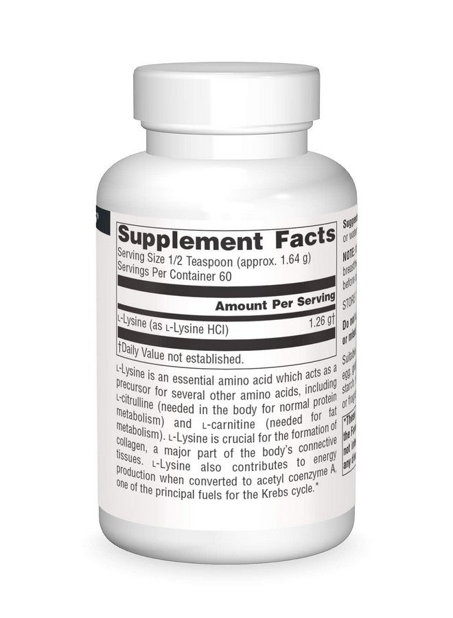 Source Naturals مسحوق لليسين الحر - مكمل حمض أميني يدعم تكوين الطاقة والكولاجين 100 جرام - Image 4