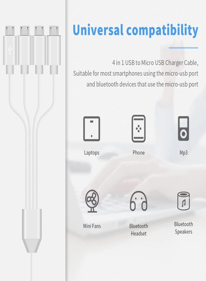 Duttek Multi Micro USB Charging Cable 1.5FT, 4 in 1 Micro USB Splitter Charge Cable, Suniversal Chargers for Cell Phones and More (White) - Image 3