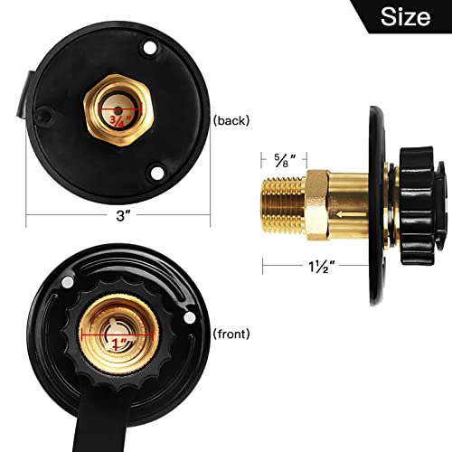 ExcelFu RV Water Inlet Replacement City Water Fill Inlet Flange Brass RV City Water Inlet with Check Valve 1/2" NPT Male City Water Fill Flange City Water Hookup for Camper Trailer Marine Motorhome,Black - Image 3