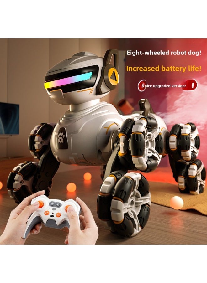 Children's Remote Control Car Eight-wheel Stunt Deformation Robot Dog Voice Control Gesture Remote Control Induction Cross-country Climbing Car Toy Men-Color: Eight-wheel Stunt Spray Dog-white-Specifications: 2 Sets Of Lithium Batteries + Replacement If Broken + Remote Control Battery + Screwdriver  - Image 2