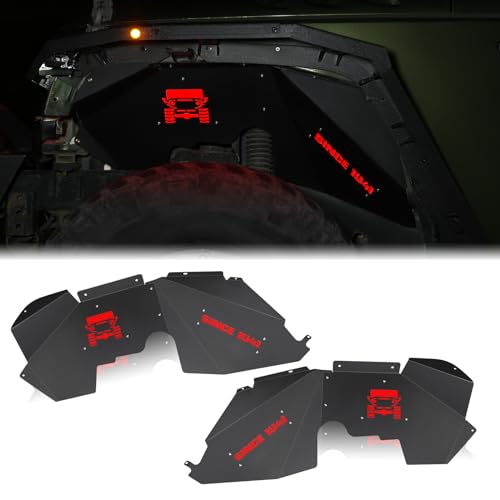 JROAD Inner Fender Front Fender Liners Compatible with Jeep Wrangler JK JKU Aluminum,with 4 LED Lights for 2007-2018 Wrangler Accessories JK JKU Sport Sahara Rubicon 2/4 Doors - Image 1