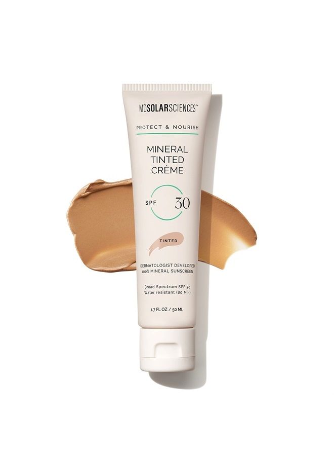 MDSolarSciences Mineral Tinted Crème SPF 30 Sunscreen for Face – Water-Resistant, Broad Spectrum UV Protection – Blendable Micronized Zinc Oxide Cream – Smooth, Natural Matte Finish, 1.7 Fl Oz