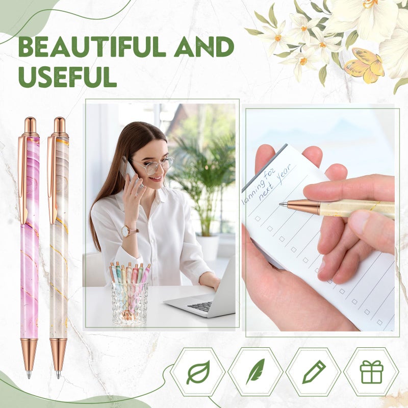 Sherr 7 Pcs Fancy Pens for Women Cute Sparkly Glitter Pens with 10 Pcs Black Ink Refills Pretty Gifts for Girls Office School Christmas Graduation(Marble) - Image 5