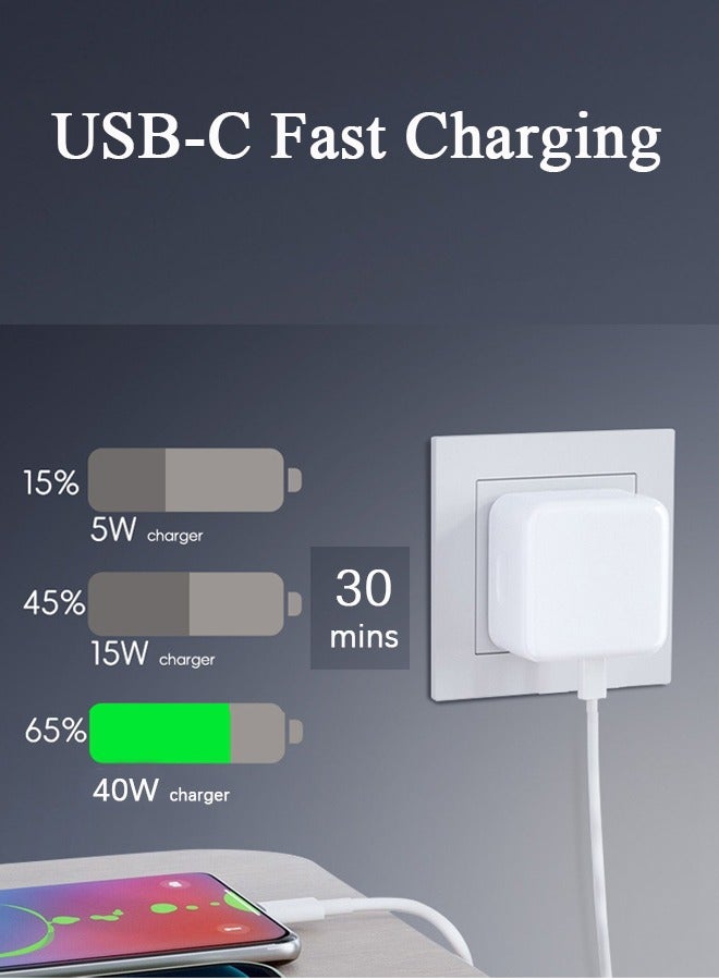 Manningwang 40W Fast Charger USB C Wall Fast Charger with 1M Type C to lightning Charging Cord Compatible with iPhone 14 Pro/13 Pro/12/12 Pro Max/11/XS Max/XS/XR/X/8 - Image 3