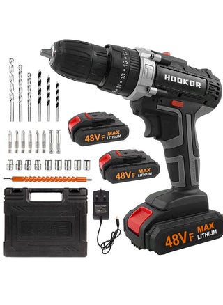 48V Cordless Drill,Variable 2 Speed, LED Light, Power Drill Kit with 2 Lithium Ion Battery and Charger, Electric Drill with Variable Speed for Home DIY and Repair,Drill/Driver Accessories Kit - pzsku/Z44023D8B252B64F40E1FZ/45/1741676696/315def3d-1bd0-46a3-983c-a4f377931fbf