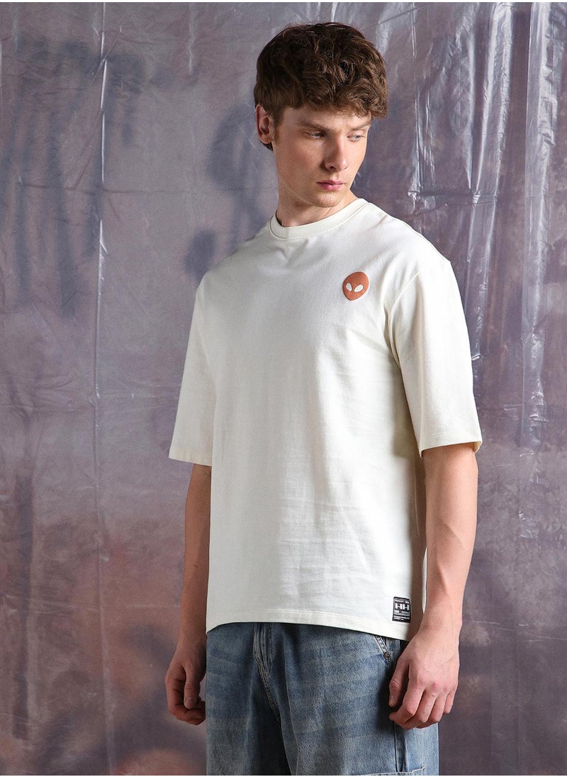 Hubberholme - Off-White Oversized Tshirts Printed design crafted from 100% Cotton featuring Half Sleeve with Slip on closure. - Image 1
