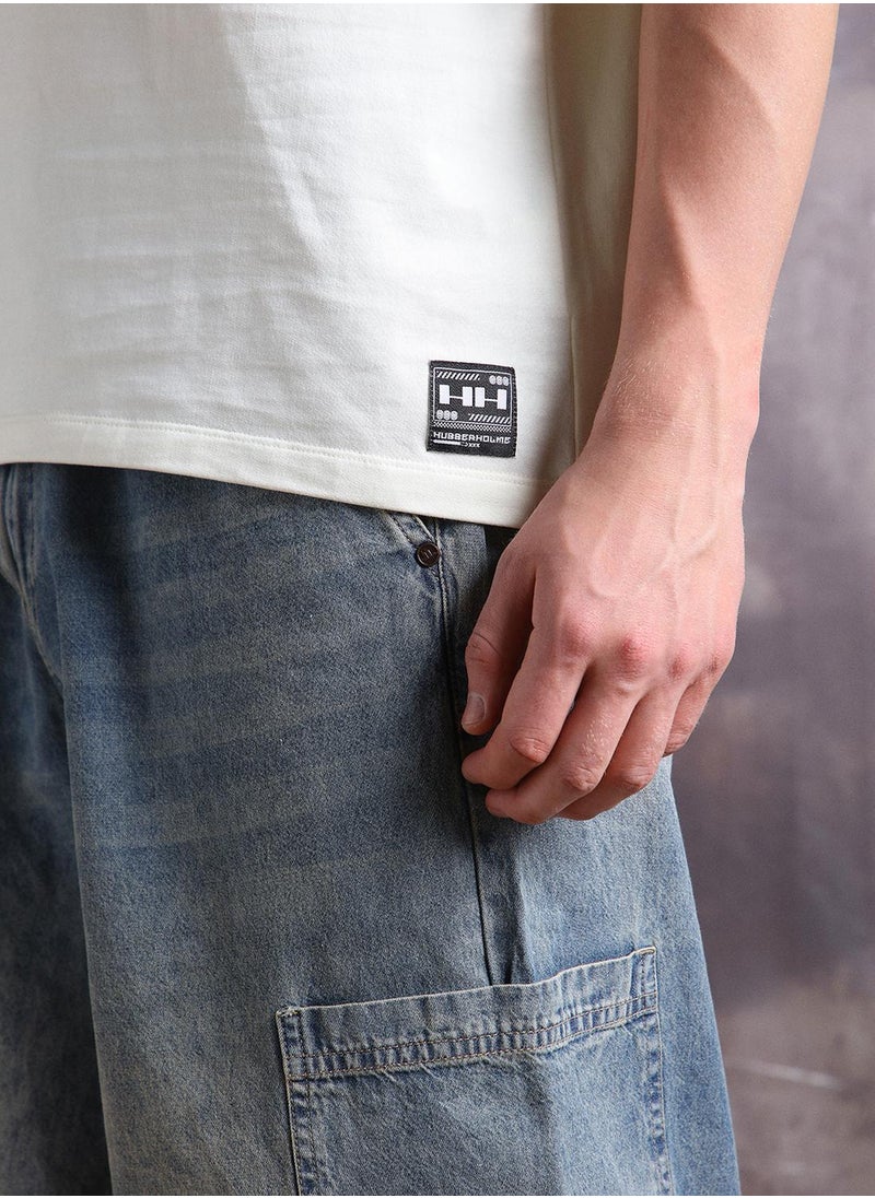 Hubberholme - Off-White Oversized Tshirts Printed design crafted from 100% Cotton featuring Half Sleeve with Slip on closure. - Image 1