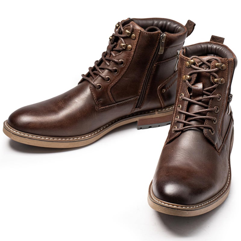 Arkbird Mens Casual Boots Genuine Leather Motorcycle Combat Chukka Zipper Ankle Dress Boot for Men - Image 5