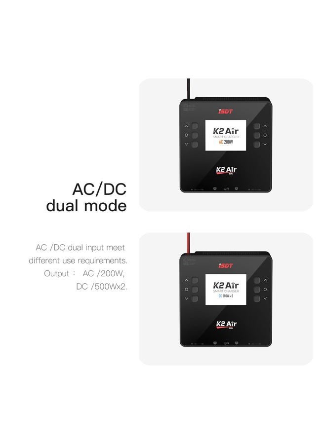 iSDT K2 AIR Lipo Balance Battery Charger 1-6S AC 200W DC 500Wx2 20A Smart Charger for LiFe, Lilon, LiPo, LiHv/Pb/NiMH - Image 4