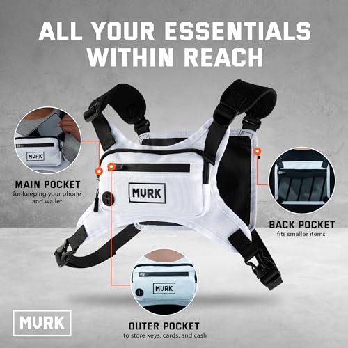 MVRK Water Resistant Chest Pack - Minimalist Running Vest for Workouts, Running Phone Holder with Extra Storage, Lightweight Running Pack, Running Backpack (Off-White) - Image 2