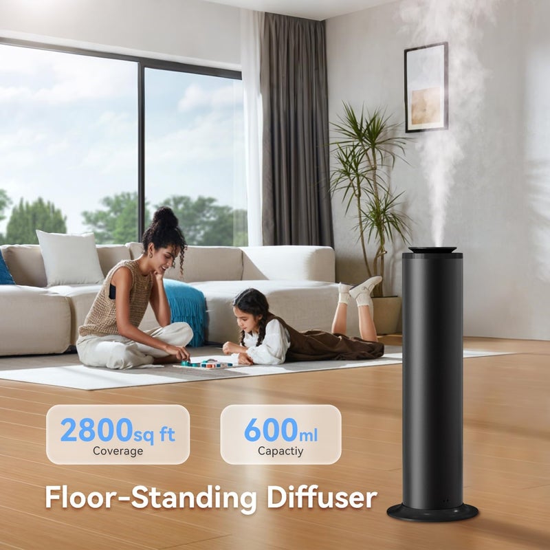 Aromadd 2000m³ Floor Standing Waterless Diffuser, 600ml Scent Air Machine for Home Hotel Scent Cold Air Essential Oil Diffuser for Large Room Office, APP and Remote Control (Dark Black) - Image 2
