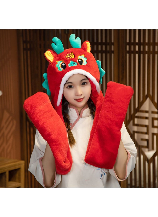 Dragon Year Mascot Fulongwa Plush Toy Doll Red Envelope Pendant Doll Zodiac Year Gift Logo-Specifications:Fulong Baby Hat  - Image 1