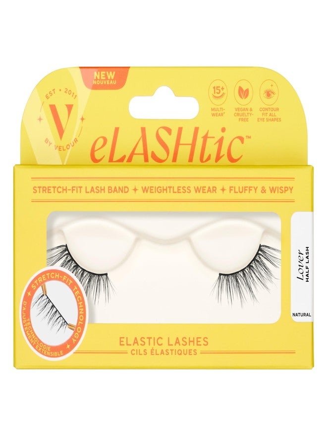 Velour eLASHtic™ Lashes, Half Lashes, Strip Eyelashes, Natural Wispy Lashes, Fake Eyelashes, Elastic Lash Band, Flared & Natural Volume (Lover) Half Lash - Image 1