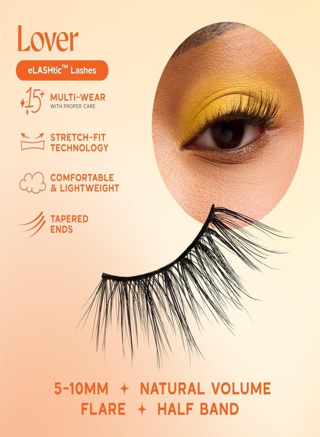 Velour eLASHtic™ Lashes, Half Lashes, Strip Eyelashes, Natural Wispy Lashes, Fake Eyelashes, Elastic Lash Band, Flared & Natural Volume (Lover) Half Lash - Image 3