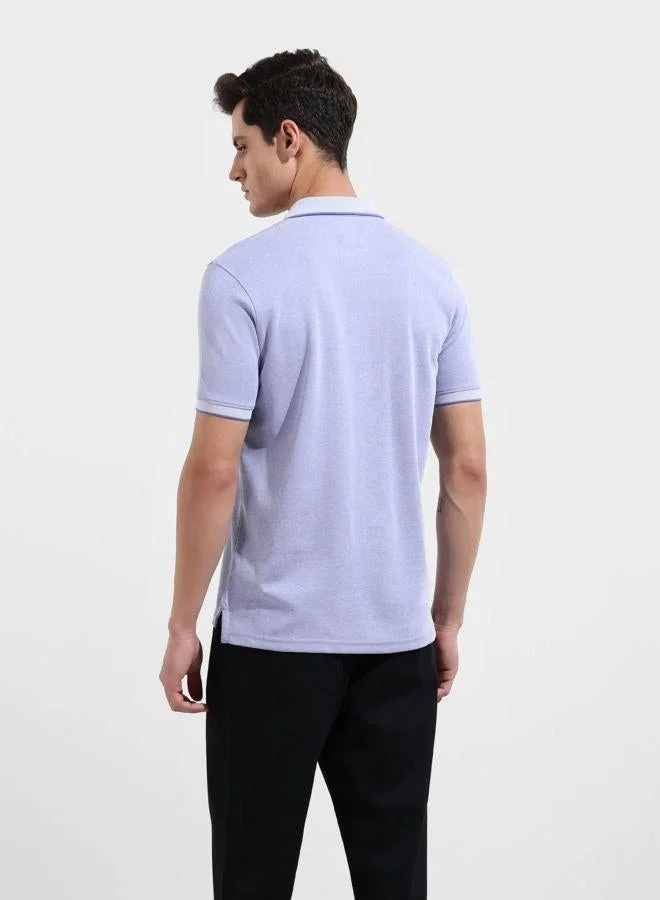 The Indian Garage Co Men Regular Fit Textured Polo Neck Half Sleeves T-Shirt