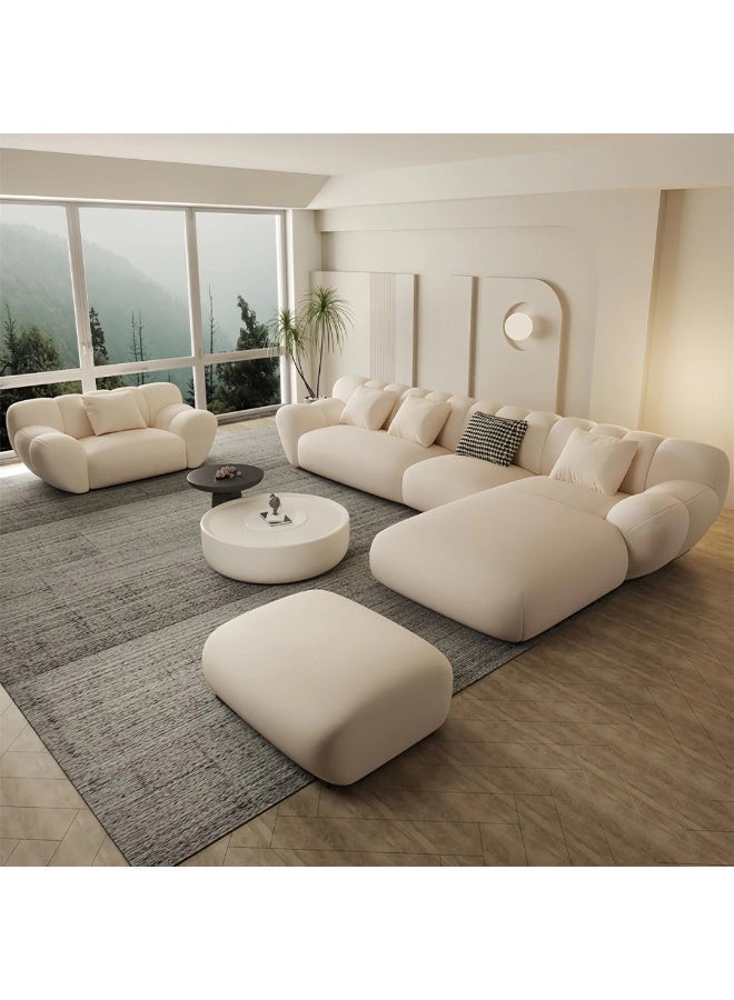 Al Zakharef Furniture Turrella Luxury Cloud-Style L-Shape Sofa Set with Chaise Lounge, Soft Fleece Upholstery, High-Density Foam Cushions, Solid Wood Frame, Corner Sofa for Living Room – Beige - Image 4