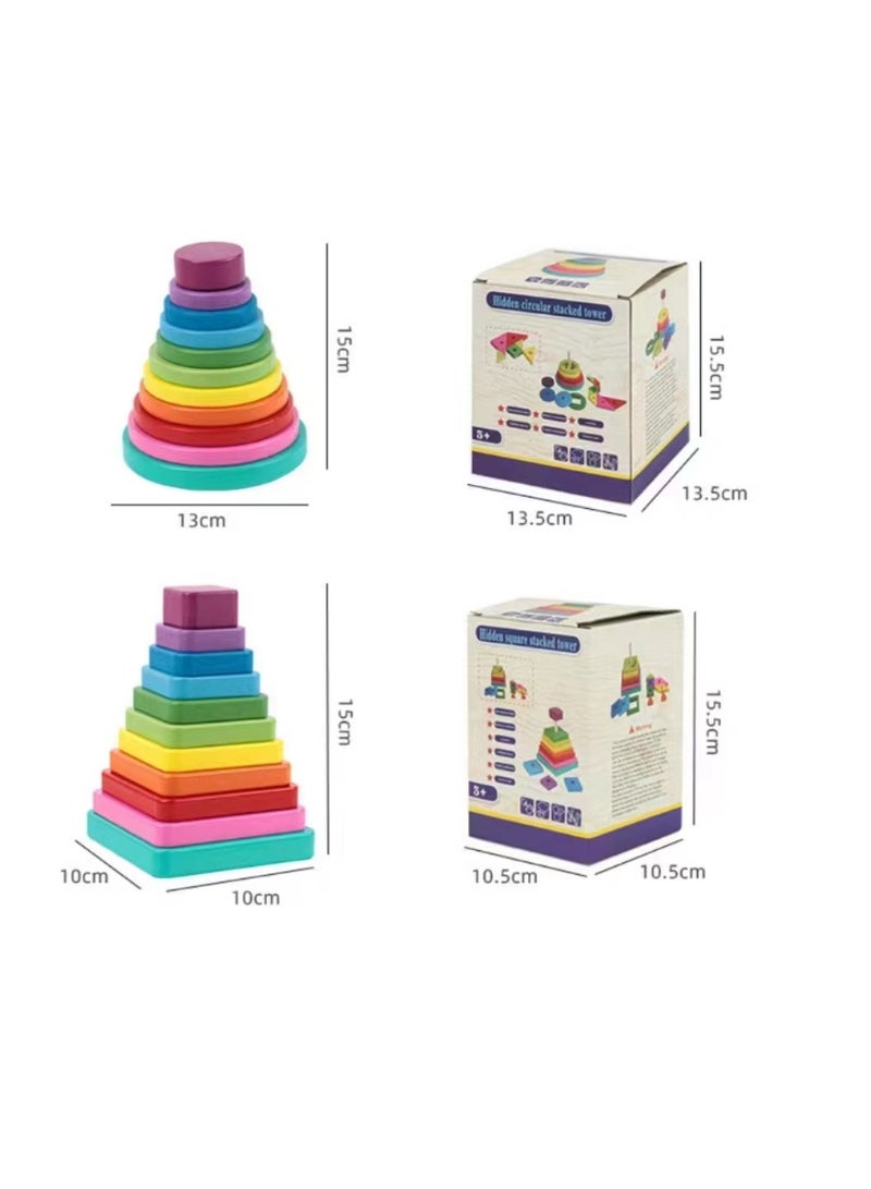 Factory Price برج دائري ملون خشبي - Image 2