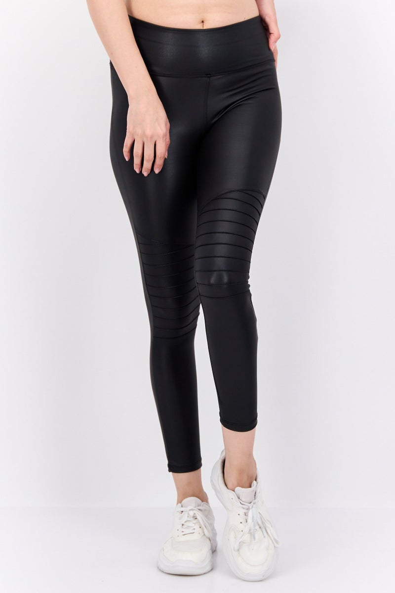 NEW LOOK Women Petite Solid Faux Leather Skinny Pants, Black - Image 1