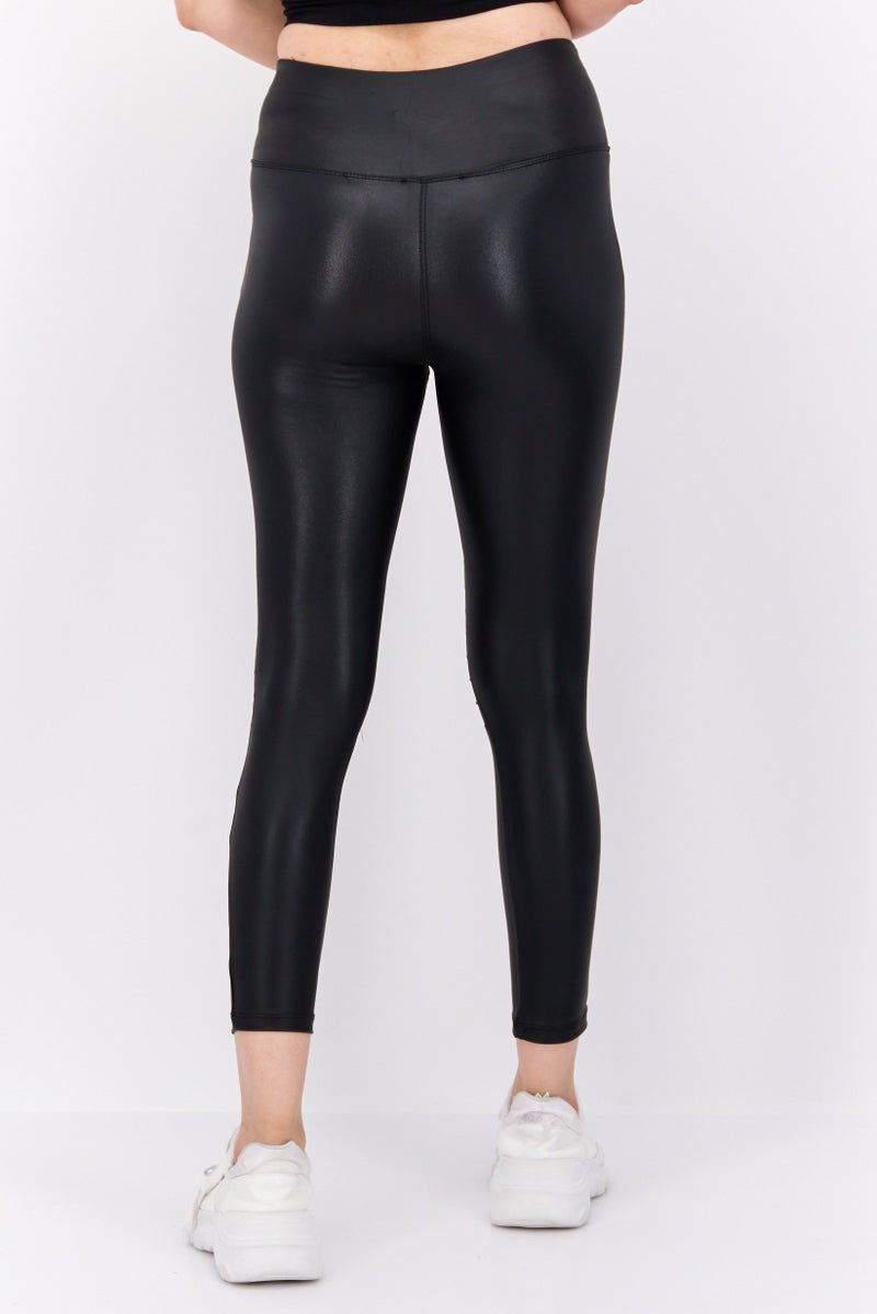 NEW LOOK Women Petite Solid Faux Leather Skinny Pants, Black - Image 4