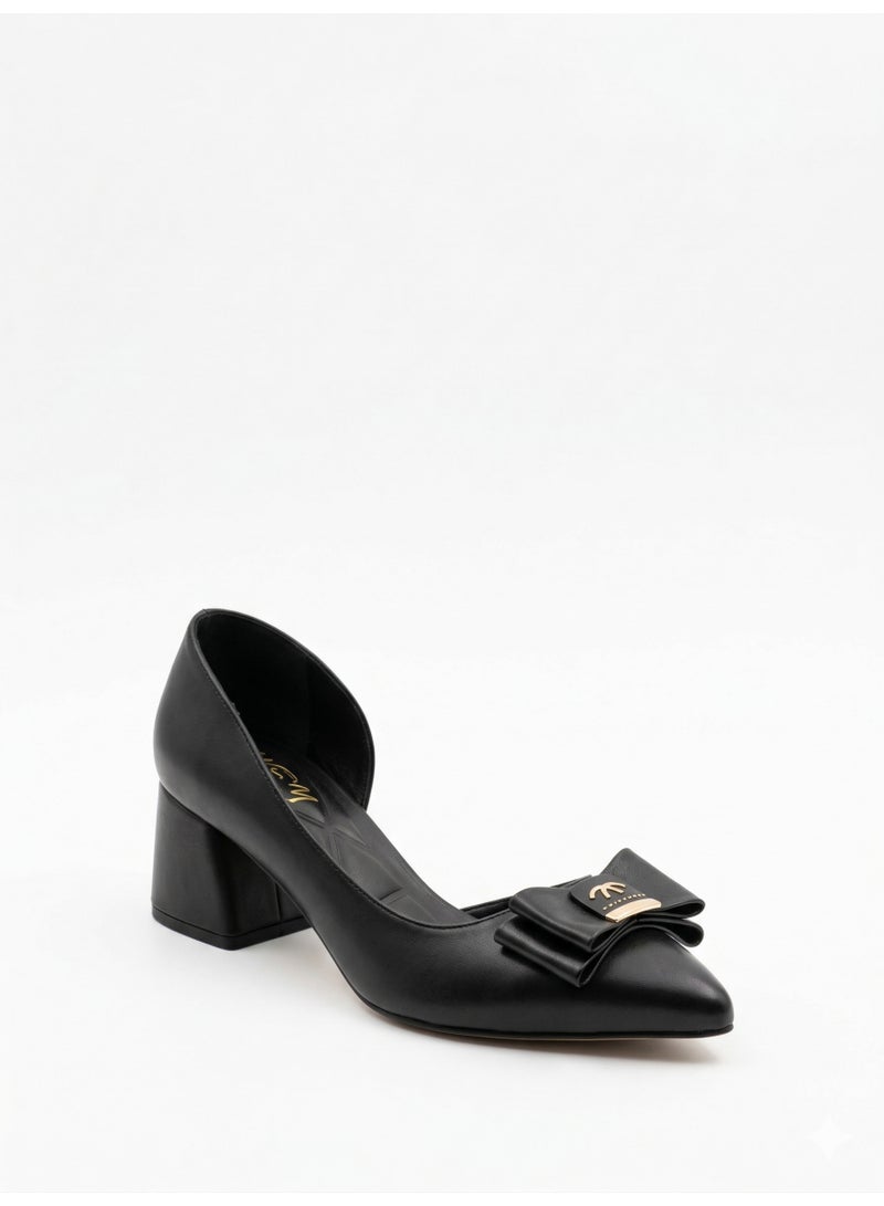 لايف ستيلاش  أحذية كعب متوسط جلد مع ربطة GZ-905 - أسود - Image 2